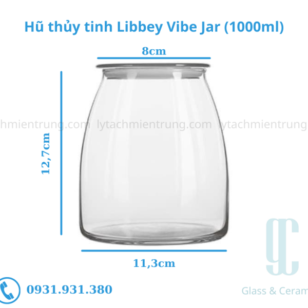 Bình thủy tinh nắp nhựa Libbey Vibe Jar (1000ml)